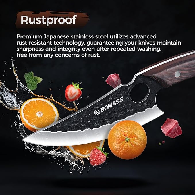 10.76-inch Butcher Knives, Hand Forged Kitchen Knife, High Carbon Japanese Knives & Serbian Chef Knife for Meat Cutting
