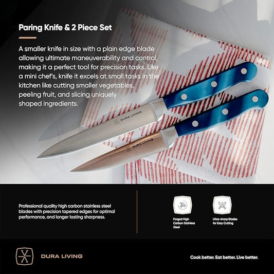 3.5 Inch Paring Knife – Essential High Carbon Stainless Steel, Razor-Sharp, Multipurpose Small Kitchen Knife, Ergonomic Handle, Perfect for Precision Tasks, Royal Blue