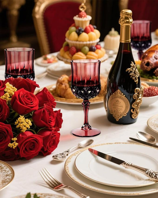 Ciaell 24PCS Burgundy Plastic Wine Glasses - 7 Oz Plastic Goblets for Party - Burgundy Vintage Drinking Glasses - Disposable Water Goblets Set for Wedding, Bar, Wine, Beer, Juice & Christmas