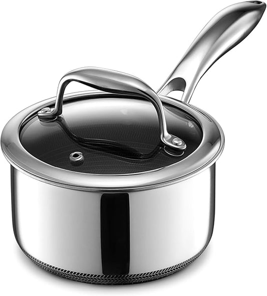 HexClad Hybrid Nonstick 7-Piece Cookware Set, 7Qt Chicken Fryer with Lid, 1Qt Pot with Lid, and Tabletop Salt and Pepper Grinder Set, Stay-Cool Handles, Dishwasher and Oven-Safe, Induction Ready