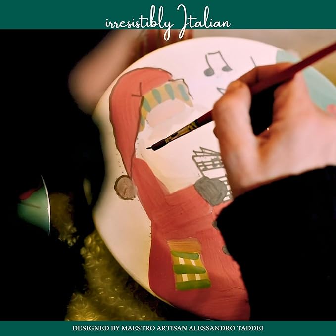 Vietri Old St. Nick Square Baker w/Chef, Christmas Oven Baking Dish, Earthenware Bake & Serve Pan