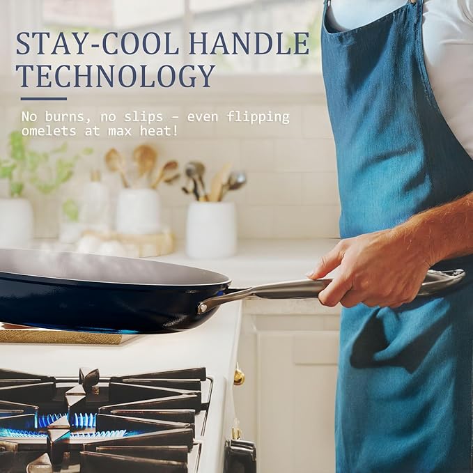 Nonstick Ceramic Frying Pan 10" Non Toxic Cooking Skillet for Eggs Pancakes & Stir Fry, Even Heat Distribution, PTFE/PFOA/PFAS Free, All Cookops Compatible, Stainless Steel Handle, Cream