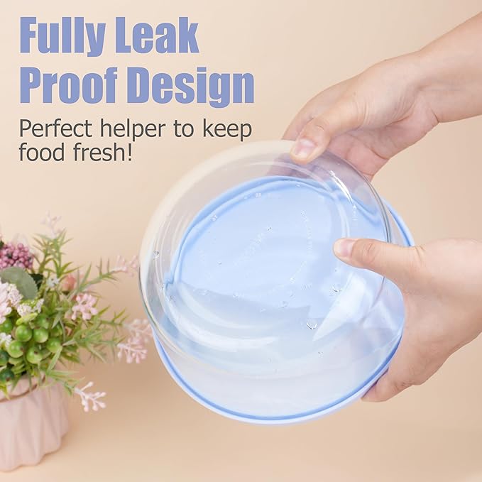 1 Cup 2 Cup 4 Cup 7 Cup Round Silicone Replacement Lids for Pyrex 7202-PC, 7200-PC, 7201-PC, 7402-PC Glass Bowls, 8 Pack Storage Cover, Microwave & Dishwasher & Freezer Safe