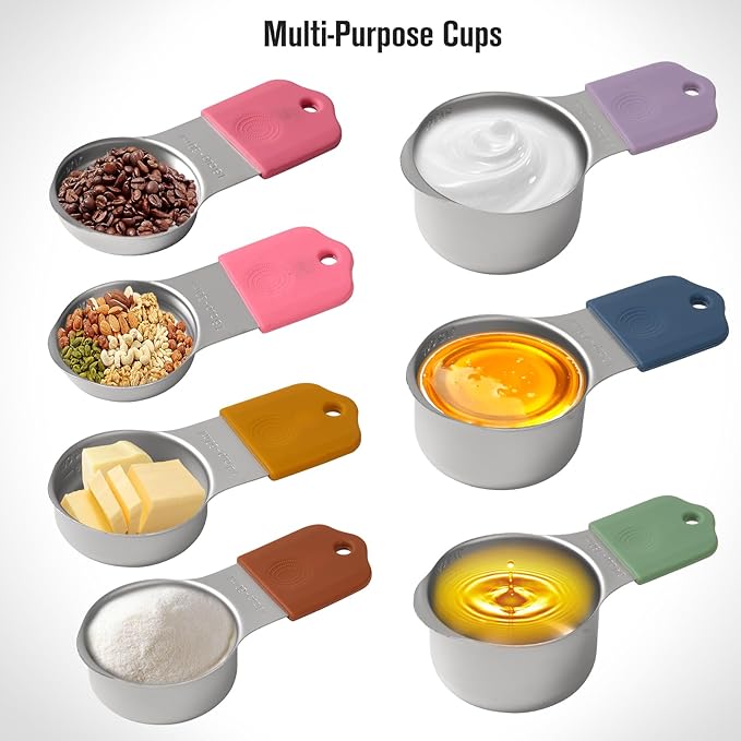 16 Sets of Measuring Spoons, 304 Stainless Steel Measuring Cups and Spoons Set With Leveles For Cooking & Baking (Colorful)