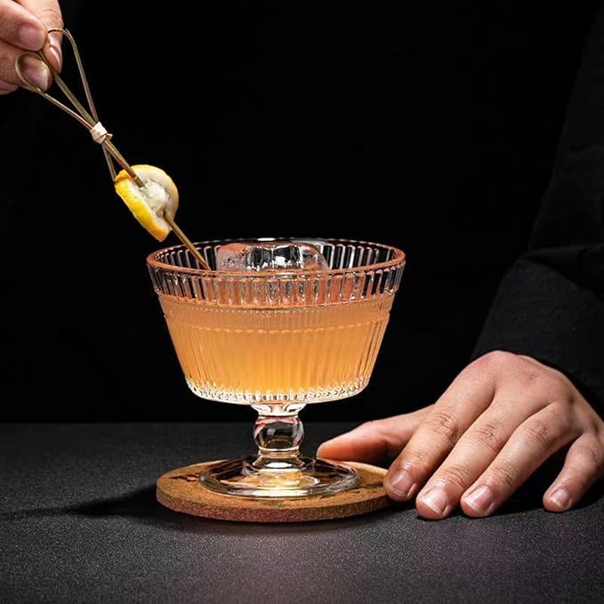 Vintage Glass Dessert Bowls, Dessert cups Set of 8, 9 oz Sundae Cups for Ice Cream, Fruit, Pudding, small snacks, Yogurt, and Appetizers (8)