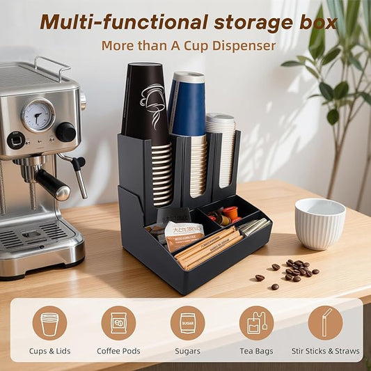 2-Tier Coffee Station Organizer,Cup Lid and Holder for Countertop-Holds K-Cup Pods, Coffee Pods, Sugar Packets, Tea Bags, Creamer