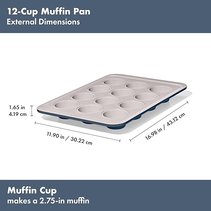 OXO Good Grips Non-Stick Pro Ceramic Coated Metal Bakeware 12 Cup Muffin Pan – Storm Blue