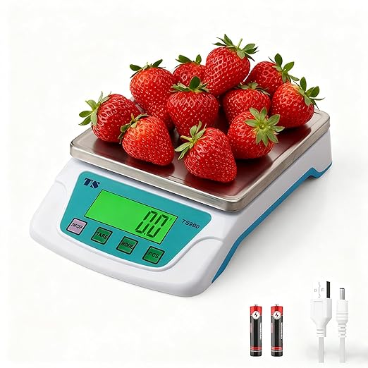 Digital Kitchen Scales 10KG/22lB Accuracy Measurements 0.2g Weighing Food Scale 6 Units Conversion with Stainless Steel Platform Electronic Cooking for Tare Function LCD Display (with Batteries)
