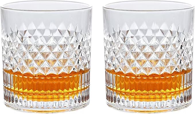 Old Fashioned Whiskey Glasses with Luxury Box - Classic Vintage Style, Gifts Ideas for Him, Dad, Husband, Friends, Perfect for Scotch, Bourbon, Liquor and Cocktail Drinks - Set of 2 - Men Gift