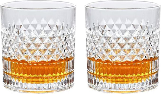 Old Fashioned Whiskey Glasses with Luxury Box - Classic Vintage Style, Gifts Ideas for Him, Dad, Husband, Friends, Perfect for Scotch, Bourbon, Liquor and Cocktail Drinks - Set of 2 - Men Gift