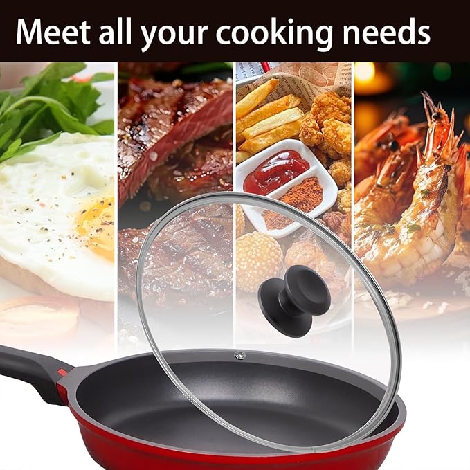 10.25 inch Tempered Glass Lid for Pots, Frying Pans and Skillets, Replacement Cover with Heat Resistant Black Knob Handle, Dishwasher Safe