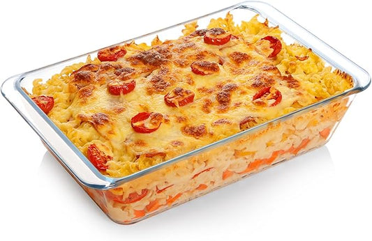 NUTRIUPS 3.7QT Deep Glass Baking Dish,(11.5×8inches)Large Glass Baking Pan,Rectangular Lasagna Pan,Glass Casserole Dish,Microwave & Oven Safe