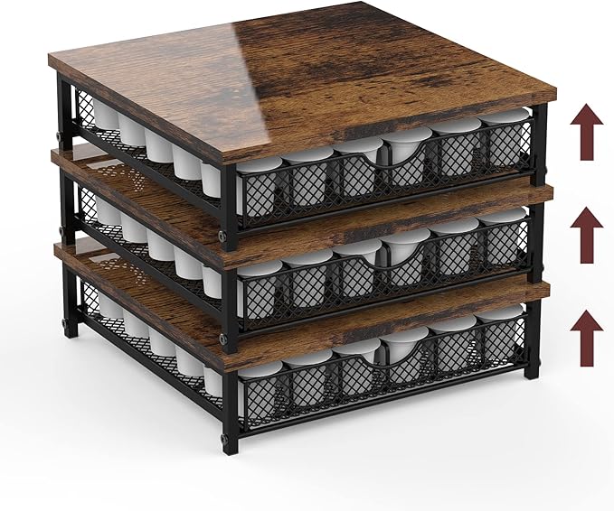 Coffee Pod Drawer for K Cups Drawer Organizer Coffee Pod Storage with Drawer Baskets Pod Storage Holder for Cafe Counter in Home Office Farmhouse 36 Capacity