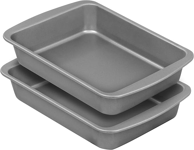 OvenStuff Nonstick Toaster Oven Bake & Roast Pans, 8.4-inch x 6.4-inch x 1.7-inch, Set of Two, Grey