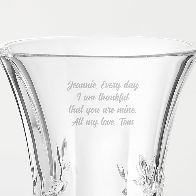 Things Remembered Vera Wang Engraved Crystal Leaf Vase (Free Customization)