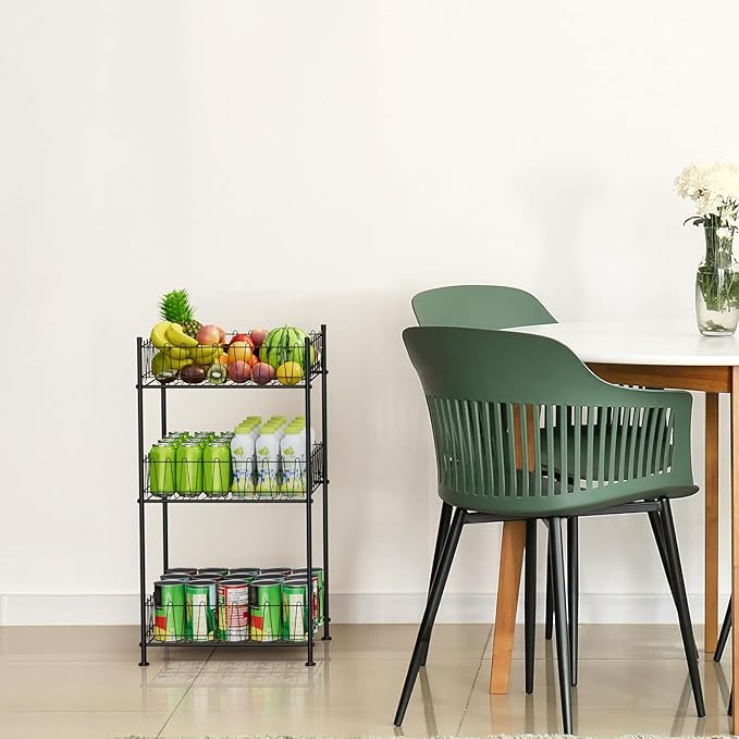 Water Bottle Organizer 3 Tier Water Bottle Holder Storage Rack Metal Drink Beverage Soda Can Organizer Shelf Stand for Floor Pantry Kitchen Classroom Food Storage, Black