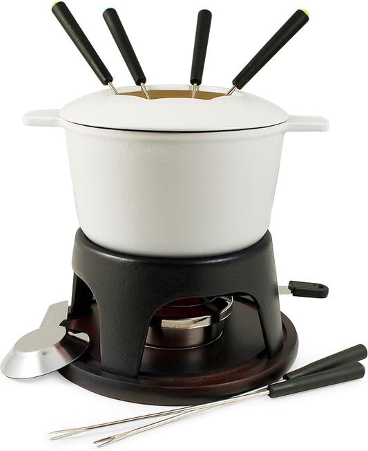 Swissmar Sierra 11 Piece Cast Iron Fondue Set - Matte White