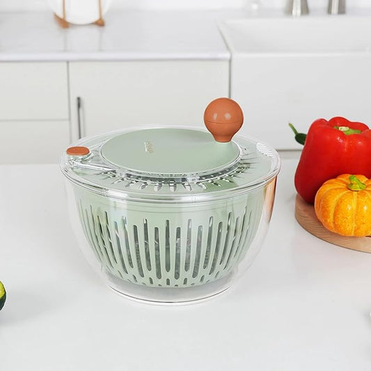 Easy Spin Manual Salad spinner vegetable dryer and drainer, fruit cleaner spinner with bowl