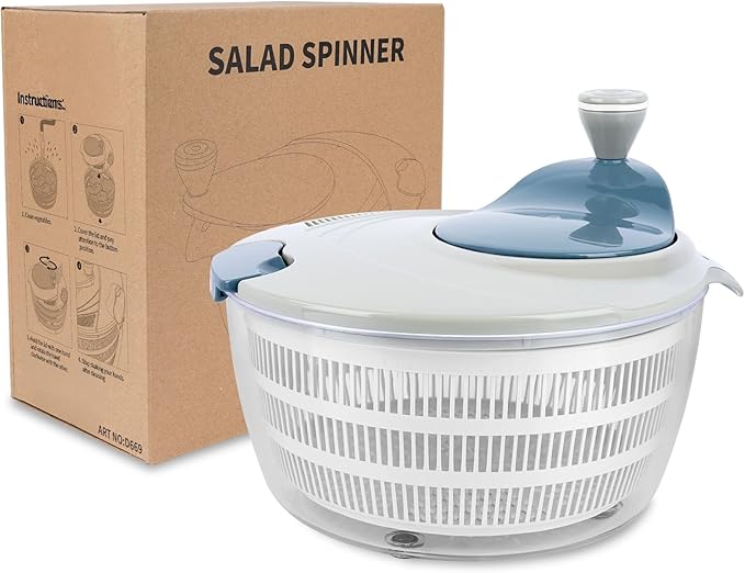 Salad Spinner, 4.3 Qt Lettuce Spinner with Double Drainage Holes, Locking Lid, BPA-Free & Non-Slip Base, Easy-Clean Vegetable & Fruit Dryer for Quick Meal Prep