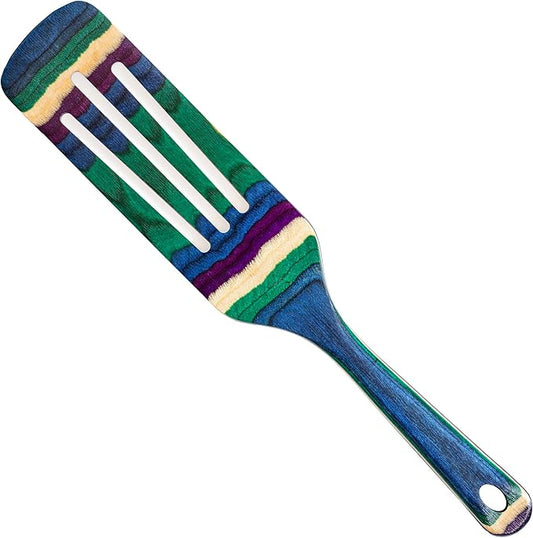 Baltique Mumbai Collection 13" Wooden Spurtle Spatula – Colorful Birch Wood Cooking Utensil, Nonstick Safe, Versatile Stirring & Serving Tool