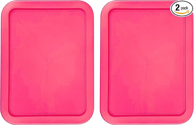 Replacement Lids for Pyrex 6-Cup Glass Food Storage Container Bowls, (8.75 x 6.75-Inch) Plastic Rectangle Lids Covers fits Pyrex 7211-PC, Airtight & Leakproof (2-Pack, Fuchsia)
