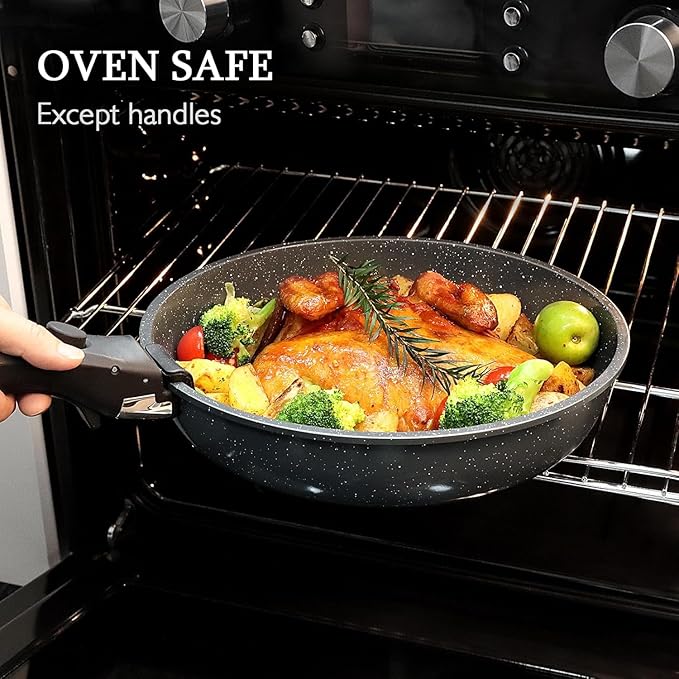GiPP Ceramic Pots and Pans Set Non Stick, Nonstick Detachable Handle Cookware Sets, Non Toxic Induction Kitchen Pot and Pan with Removable Handle, Healthy RV Cookware, Dishwasher &Oven Safe, 5 Piece