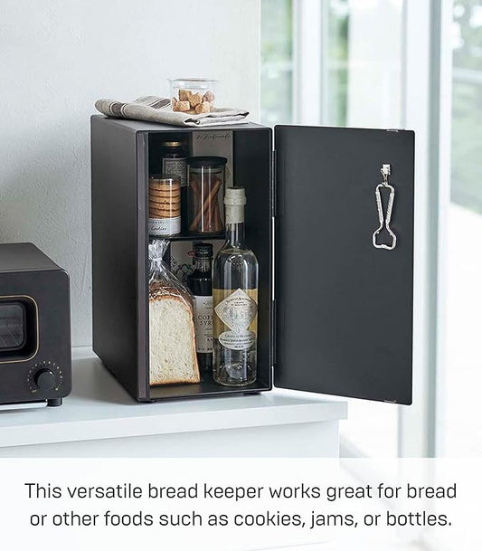 Yamazaki Home Tower Bread Box Keeper Holder Container, Metal Bread Holder Saver, Slim Space Saving Counter Storage - Vertical - Steel