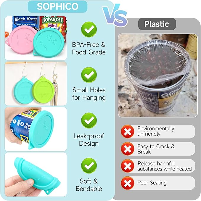 4PCS 3-inch Silicone Can Lids for Goya | Van Camp's | Chef Boyardee | Bush's Best | Farmer's Market Can, Tight Seal Cover for Canned Good, Can Toppers, Reusable Food Saver Lid (Can NOT Included)