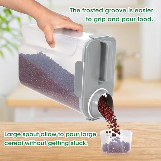 TBMax Rice Container 10 Lbs, Cereal Container Oatmeal Storage, Airtight Food Dispenser with Easy-pouring Spout & Handy Cup for Flour Grain Beans, Pet Dog Cat Bird Food Storage Container