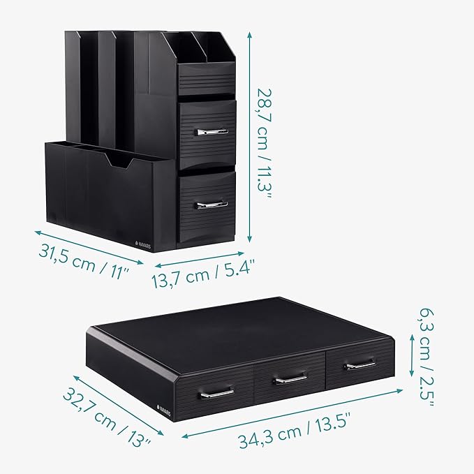 Navaris Coffee Capsule Holder and Organiser - Storage Box Coffee Accessories with 3 Compartment Drawers - Compatible with Most Standard Capsule Sizes - Black