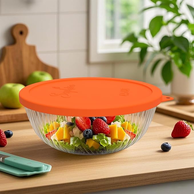 Silicone Replacement Lids for Pyrex Sculpted Glass Mixing Bowls(Lids For 7404-s 4.5 Qt)