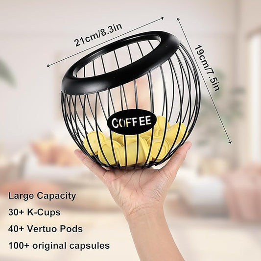 Coffee Pod Holder,K Cup Holders for Counter,Large Capacity K-cup Organizer, Coffee Station Organizer,Metal Coffee Pods Storage