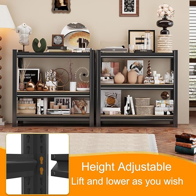 【Five Solid Wood Countertop Steel Shelf】 57.48×29.53×11.81 inches Steel and Wood Combination Storage Cabinet Adjustable Tier Height Multifunctional Shelf for Living Room and Study Room
