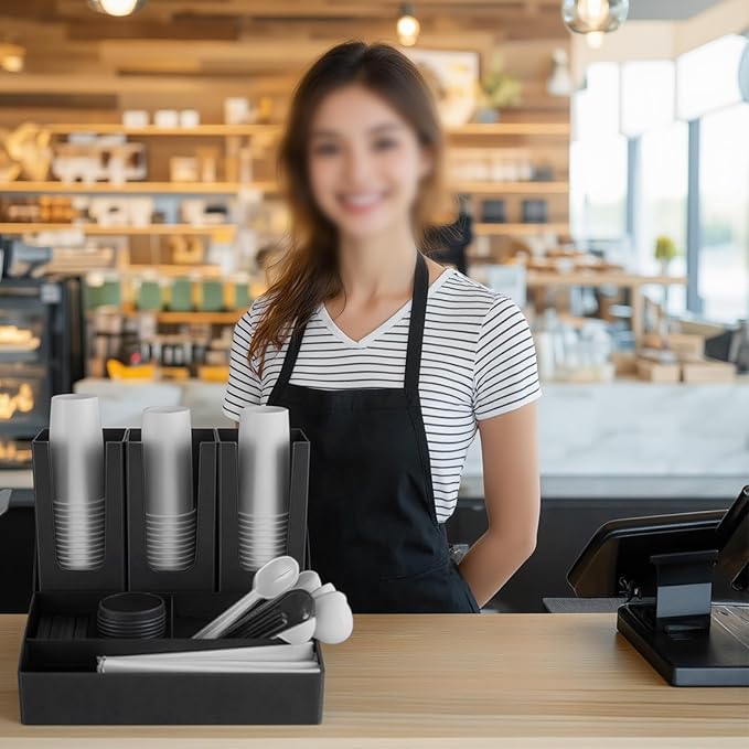 2-Tier Coffee Station Organizer,Cup Lid and Holder for Countertop-Holds K-Cup Pods, Coffee Pods, Sugar Packets, Tea Bags, Creamer