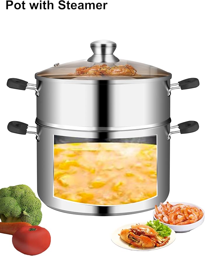 VENTION 7.1 Inch Small Vegetable Steamer Pot, 2.1 QT Induction Stainless Steel Steamer for Cooking, Steam Pot(18cm)