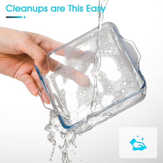 NUTRIUPS Mini Square Glass Baking Dish for Oven, Square Cake Pan Glass Casserole Dishes for Oven (4.5x4.5in 2 Pack)