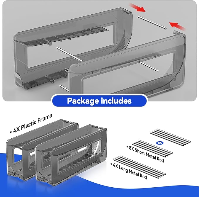 2 Pack Soda Can Organizer,Can Dispenser for Refrigerator Drink Storage Rack for Standard and Tall Can Pop Can Holders for Pantry Cabinet Smoky Gray