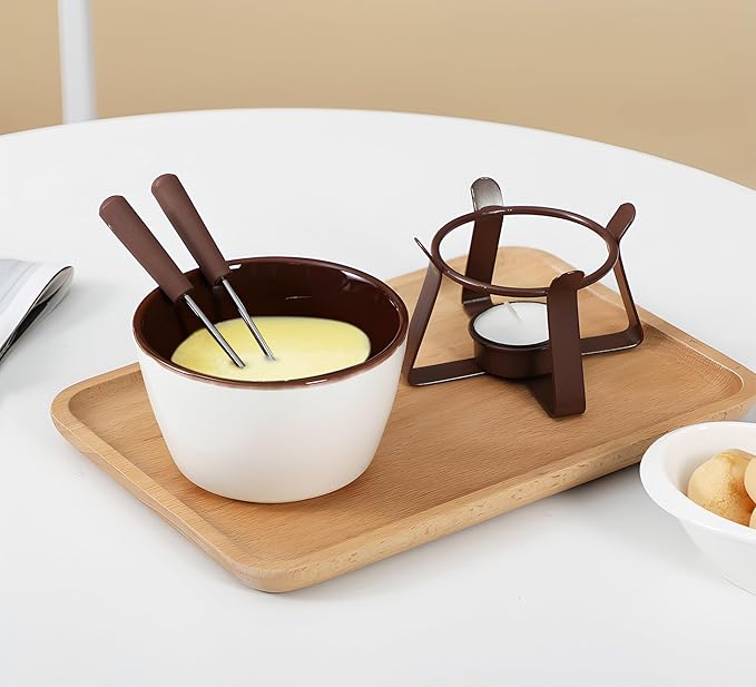 Chocolate Melting Pot Set, Fondue Cup for Person or Family, Tealight Cheese Chocolate Butter Warmer Set, Melting Cup Set with 2 Forks