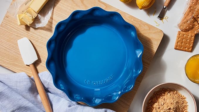 Le Creuset Stoneware Set of 2 Heritage Fluted Pie Dish, 9", White