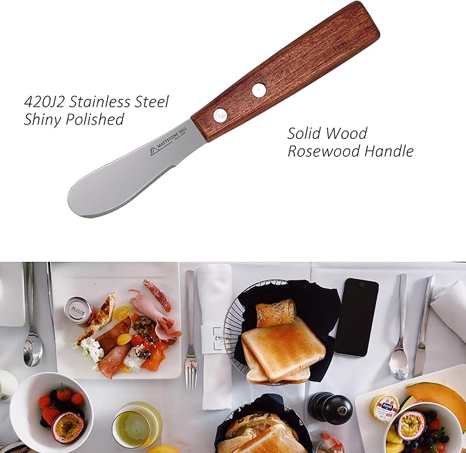 Mini Spreading Knife Set - MATTSTONE HILL Butter Knife Set, Stainless Steel Multi-purpose Spreading Knives, Cream Cheese Knives - Rosewood Handle
