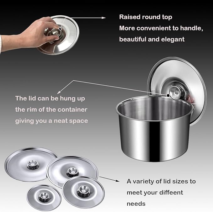 2Pcs Stainless Steel Cover Bowl, 5.5in Small Universal Lid for Pots Universal Lid Reusable Mini Pan Lid Bowl Covers with Handle for Pot and Pans, 14cm