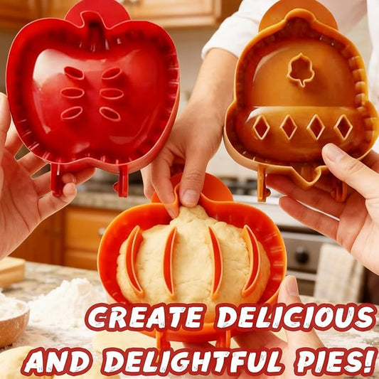 3 Pieces Mini Pie Molds, Party Potluck Hand Pie Molds, Holiday Mini Pies Mould Dough Press Mold Tool, Fall Apple Pumpkin and Acorn Shapes Pocket Pies Maker