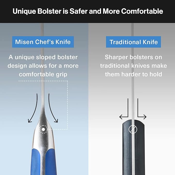 Misen 8" Chef Knife – High Carbon Japanese AUS-10 Stainless Steel – Hybrid German & Japanese Blade – Precision Kitchen Knife for Professionals & Home Cooks – Ultimate Cutting Performance - Green