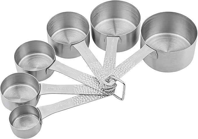 Smithcraft Measuring Cups Set 6, Stainless Steel Measuring Cups Set, 18/8(304) Steel 6 Dry Measuring Cups Set, Kitchen Metric & US Measurer Cups Set, Metal Measuring Cups Set for Cooking and Baking