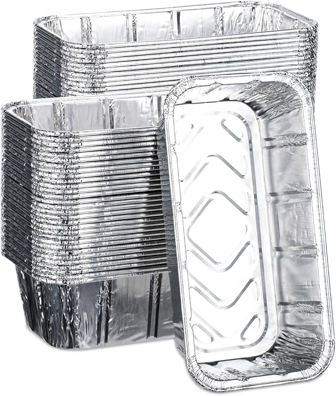 50 Pack 2Lb Loaf Pans, 8.5" X 4.5" X 2.6" Foil Heavy Duty Disposable Aluminum Foil, Premium Bread Pans for Baking Homemade Cakes & Breads Holiday Treats Food Storage