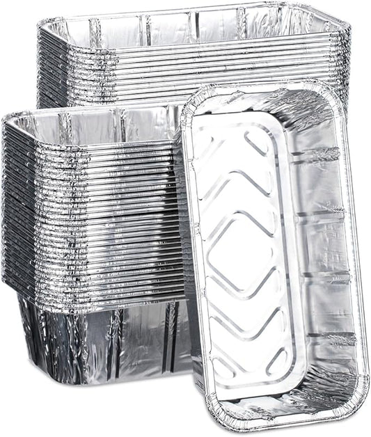 50 Pack 2Lb Loaf Pans, 8.5" X 4.5" X 2.6" Foil Heavy Duty Disposable Aluminum Foil, Premium Bread Pans for Baking Homemade Cakes & Breads Holiday Treats Food Storage