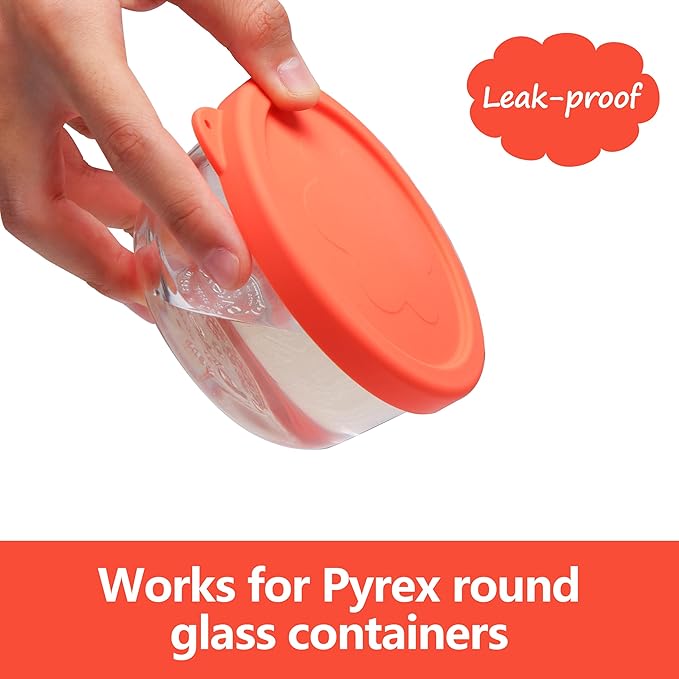 1 Cup Silicone Replacement Lids Storage Cover for Pyrex 7202-PC Glass Bowls (Container not Included) 4 Pack Microwave, Dishwasher and Freezer Safe
