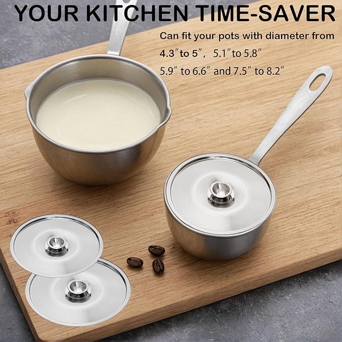 2Pcs Stainless Steel Cover Bowl, 5.5in Small Universal Lid for Pots Universal Lid Reusable Mini Pan Lid Bowl Covers with Handle for Pot and Pans, 14cm