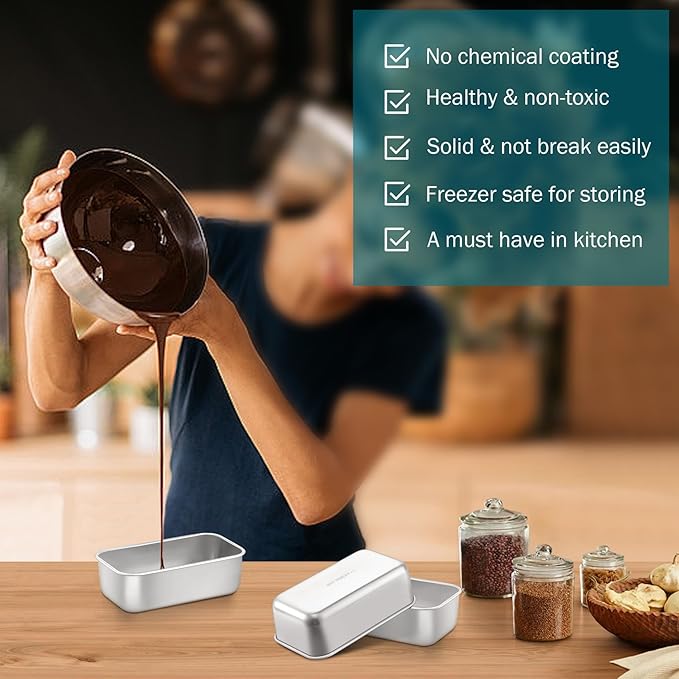 TeamFar Mini Loaf Pan, 8 PCS Stainless Steel Loaf Pans for Baking Bread, 6.3 x 3.5 Inch Bread Baking Pan for Homemade Bread, Meatloaf, Cake and Brownies, Non-Toxic, Oven & Dishwasher Safe