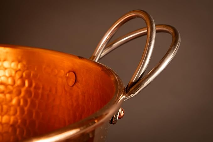 Sertodo Copper Mixing Bowl | 1.5 qt, 8-inch diameter | 100% Pure copper, heavy gauge, hand hammered | Whip egg whites to perfection | Not for salads